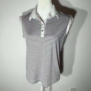 Emerald 18 Women's Blue and White Sleeveless Golf Shirt - Size PL